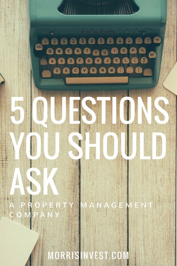  5 Questions You Should Ask a Property Management Company The singular most important piece of the real estate investing puzzle is fantastic property management. Remember the whole reason we're doing this is to create passive income not to create another job for ourselves. So we don't need the headaches of managing properties ourselves. In this video I'm going to walk through my five most important questions to ask your prospective property management company. Watch the video: https://www.youtube.com/watch?v=8i7C8RGyu08 