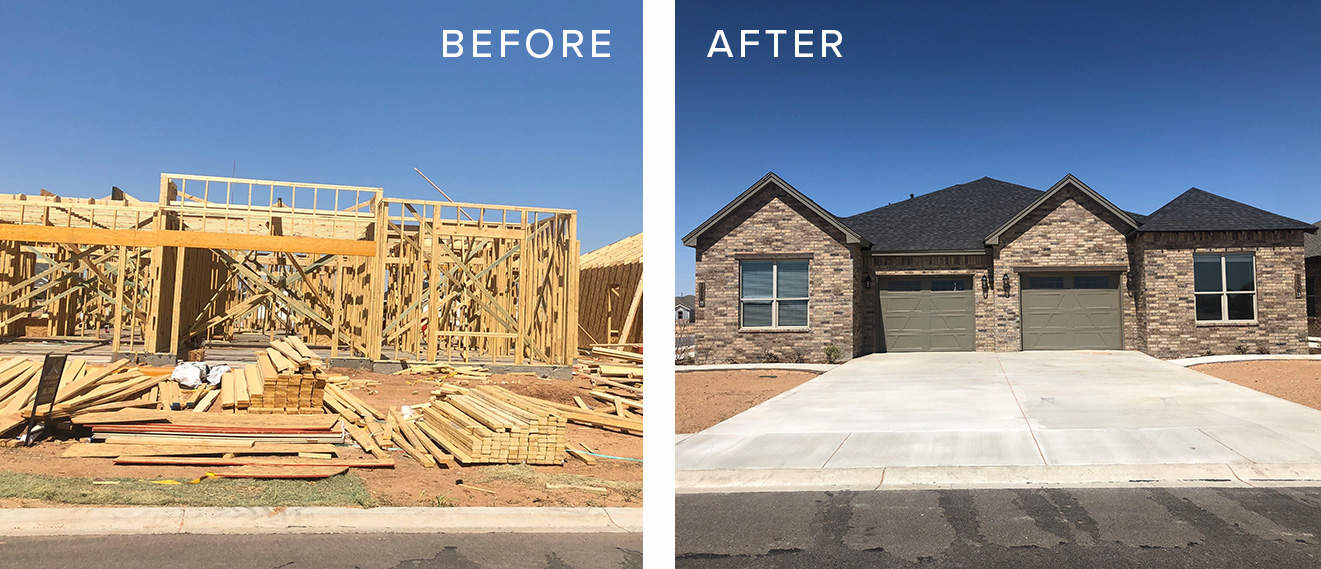 Before and after for a house reconstruction